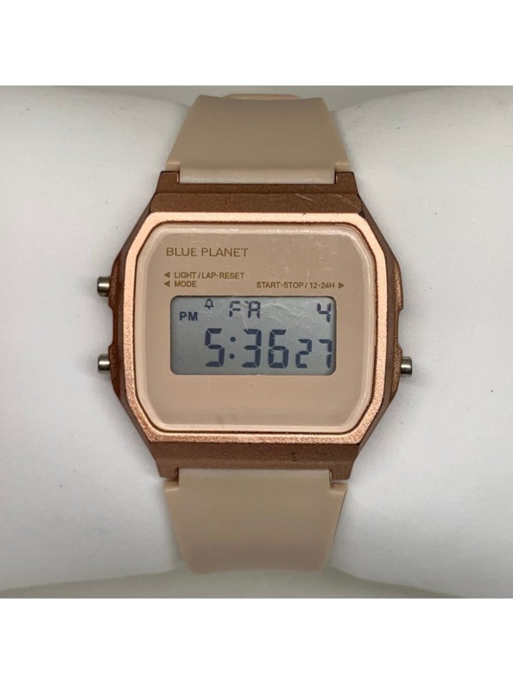Digital quartz women watch 33mm rose gold multifunction, brown silicone running
